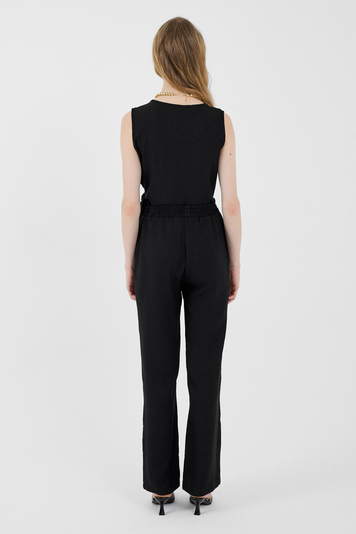 Siyah Pamuklu Yan Bağlama Detaylı İkili Takım 8079A - 5