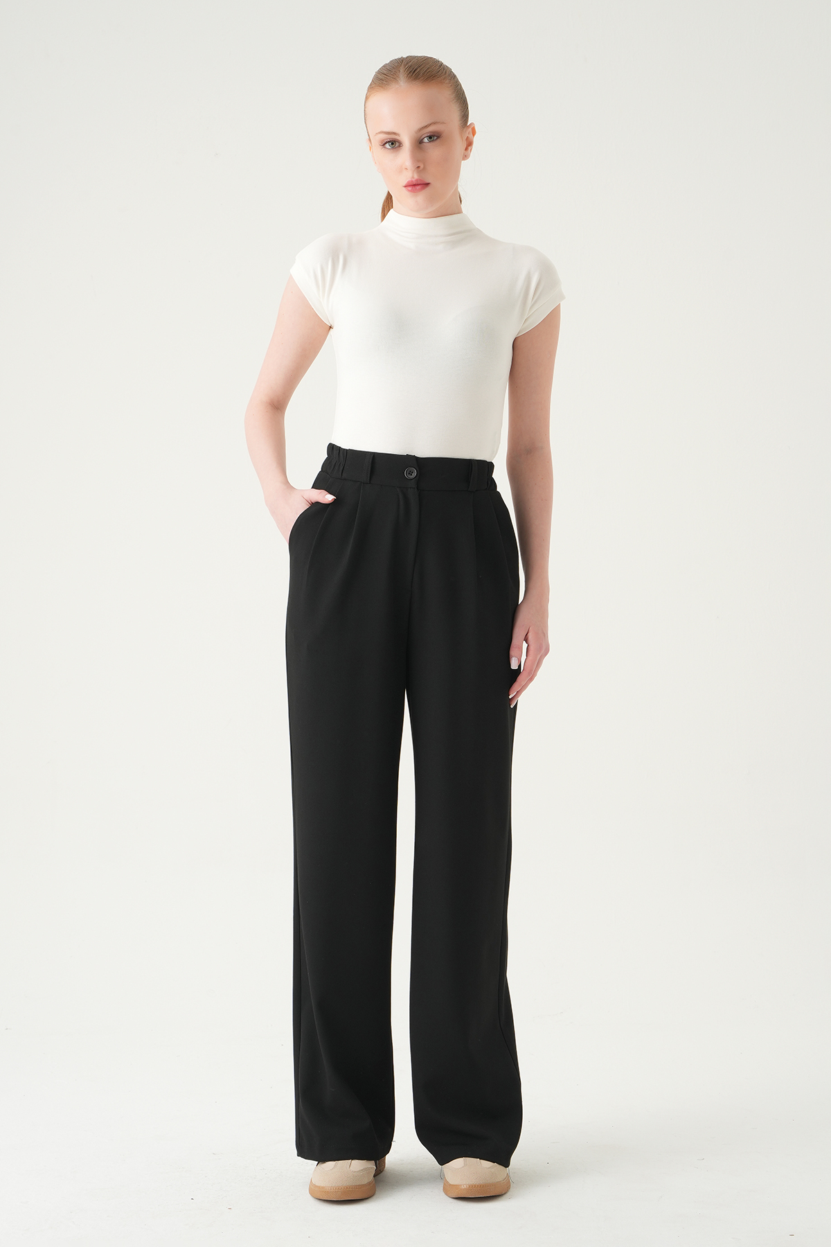 Siyah Pens Detay Palazzo Pantolon 8378A - RAYS