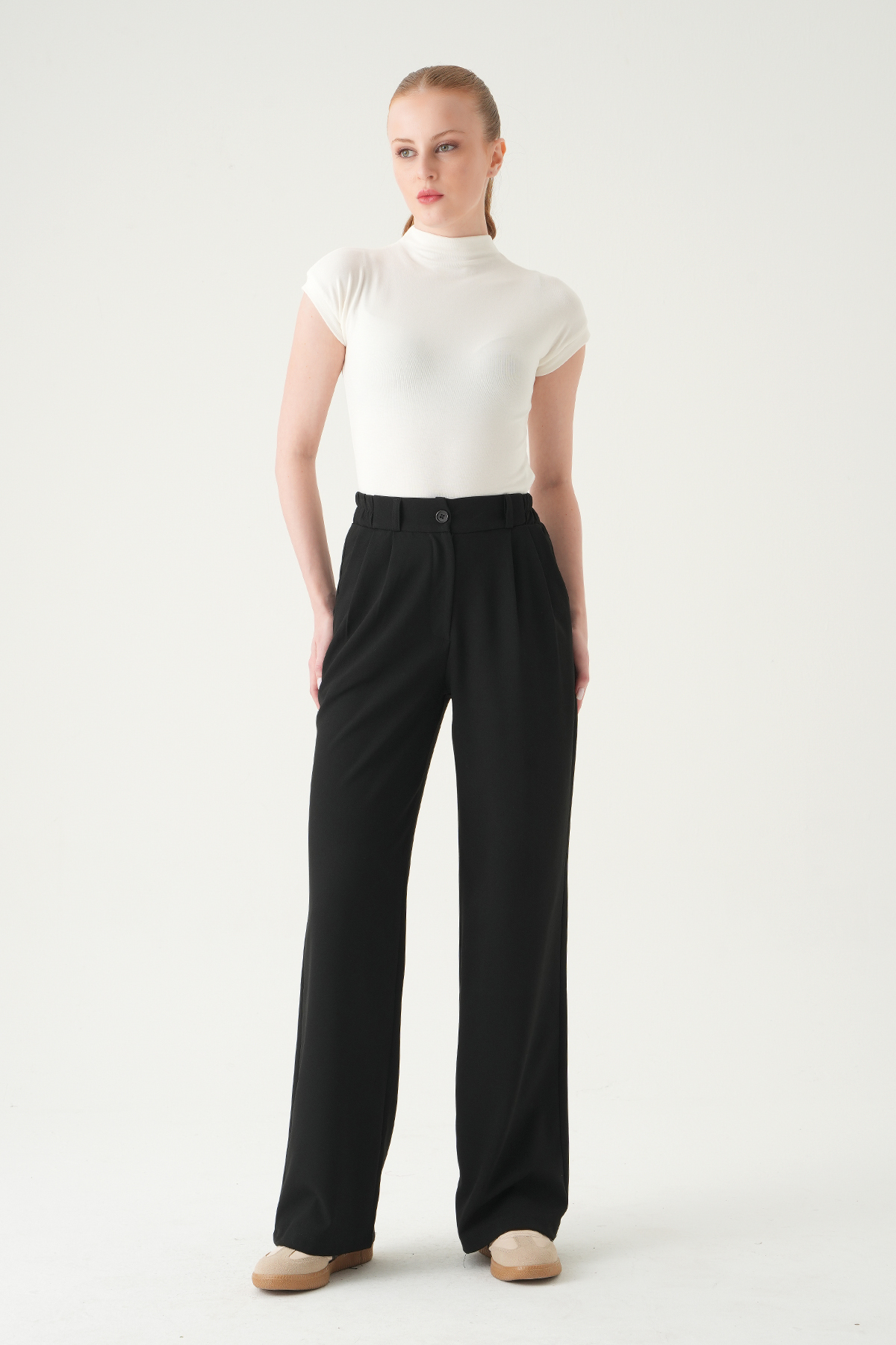 Siyah Pens Detay Palazzo Pantolon 8378A - RAYS (1)