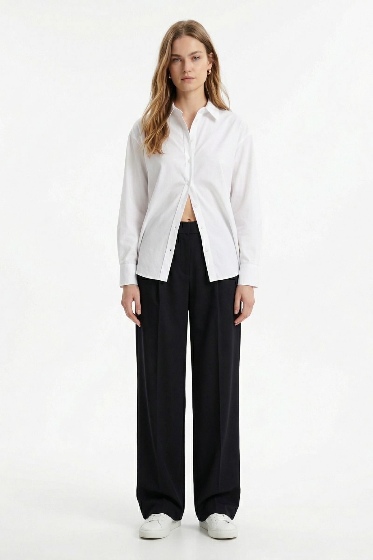 Siyah Pileli Geniş Paça Pantolon 3867 - RAYS