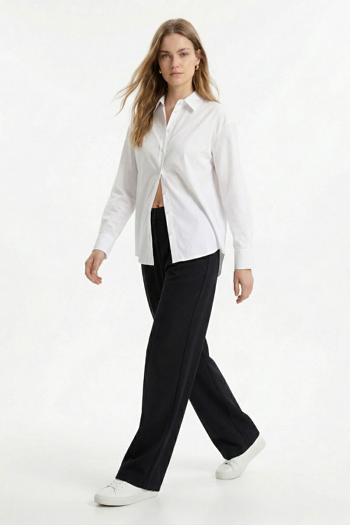 Siyah Pileli Geniş Paça Pantolon 3867 - RAYS