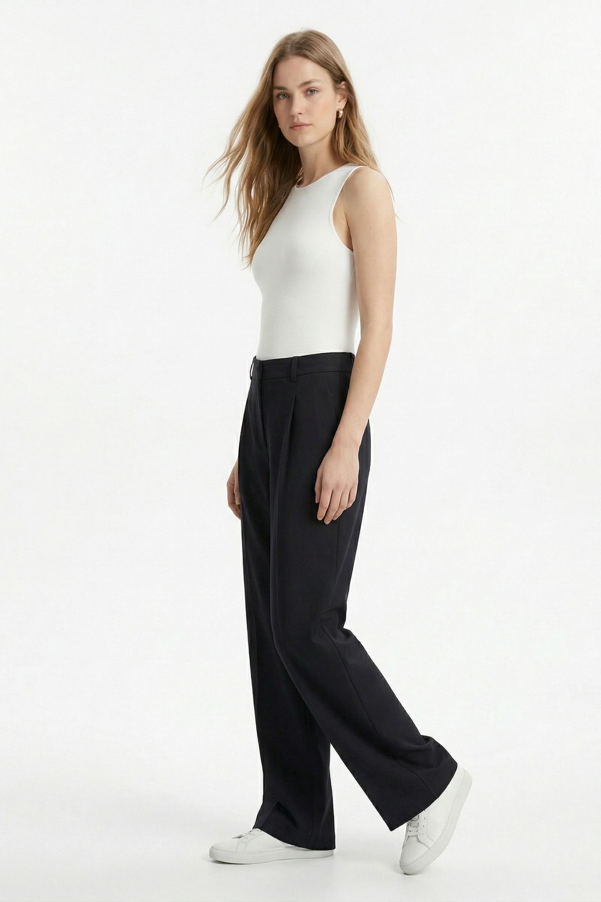 Siyah Pileli Palazzo Pantolon 3871 - 1