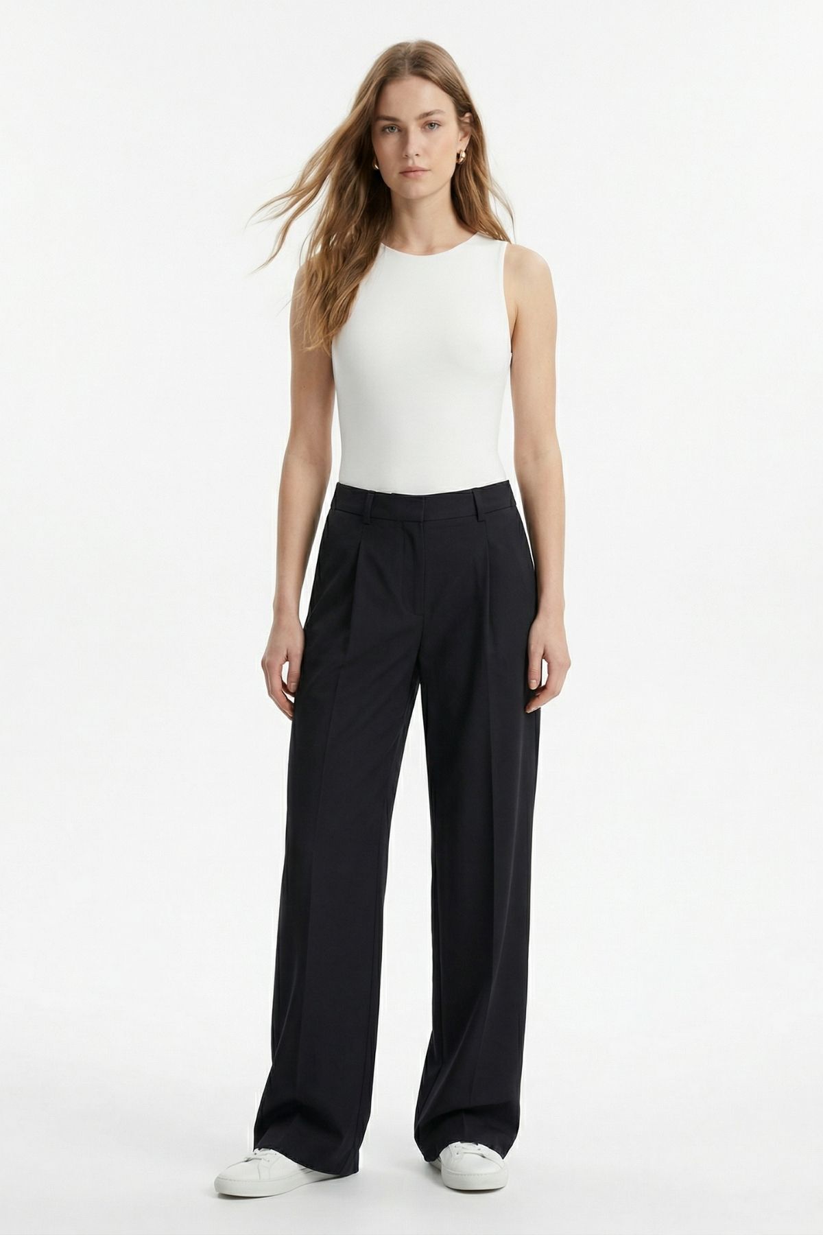 Siyah Pileli Palazzo Pantolon 3871 - RAYS