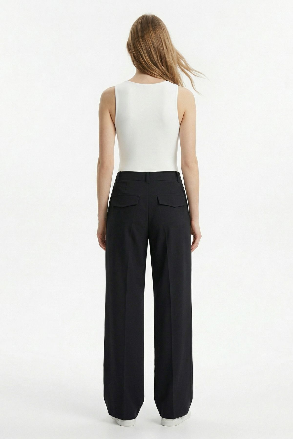 Siyah Pileli Palazzo Pantolon 3871 - RAYS