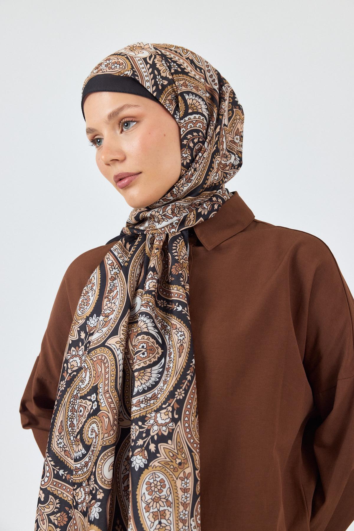 Siyah Retro Desenli Şal 4004 - 3