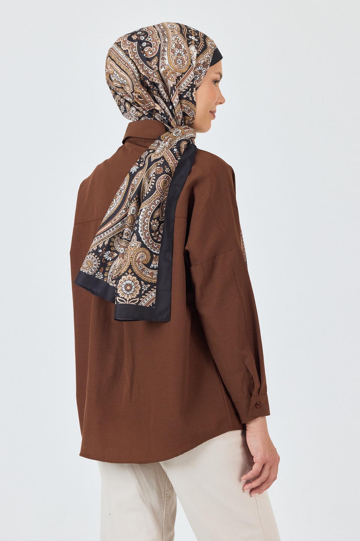 Siyah Retro Desenli Şal 4004 - 4