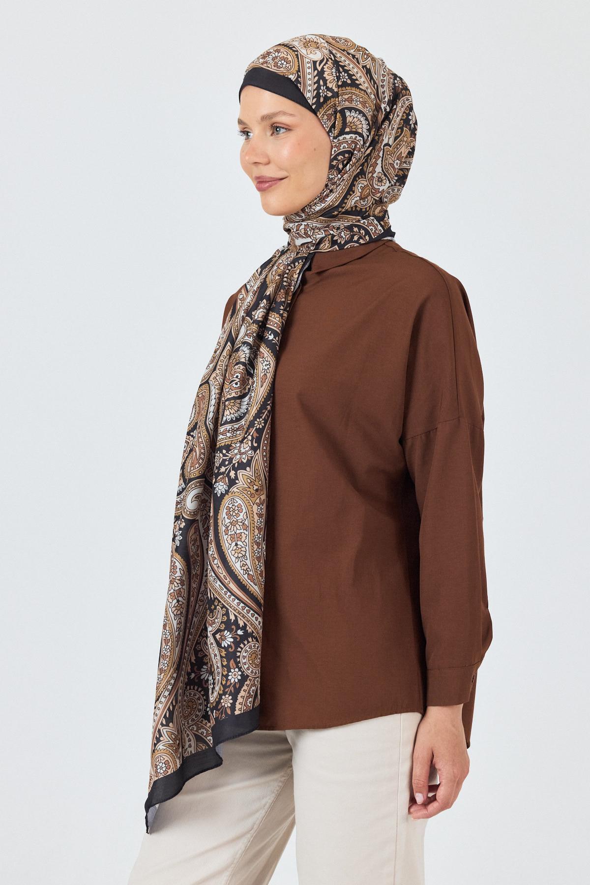 Siyah Retro Desenli Şal 4004 - 7