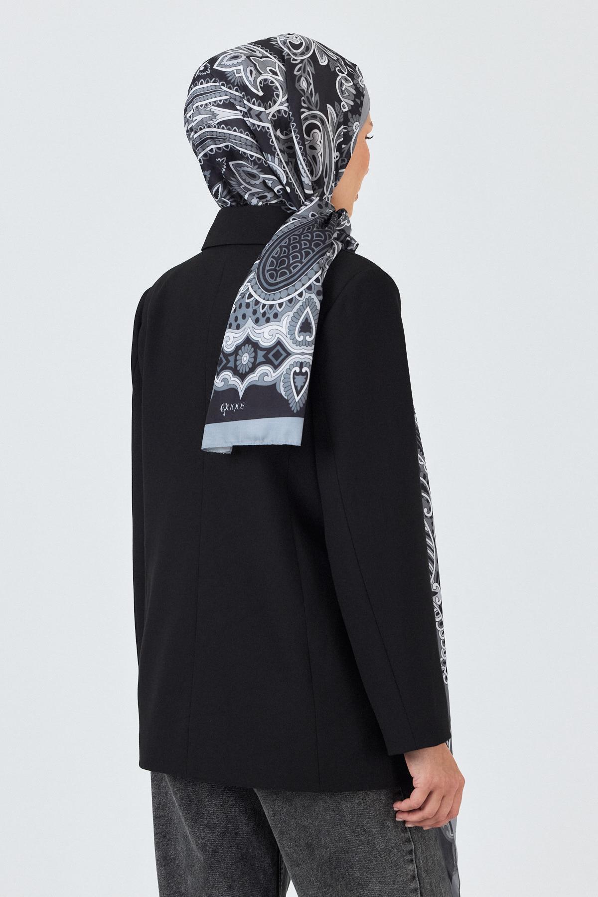 Siyah Retro Desenli Şal 5684 - 4