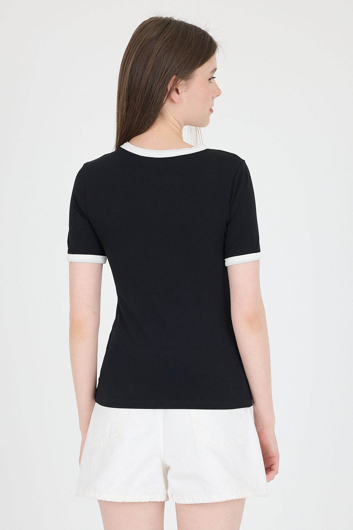 Siyah Ribanalı Yazı Baskılı Slim Fit Tişört 5981 - 5