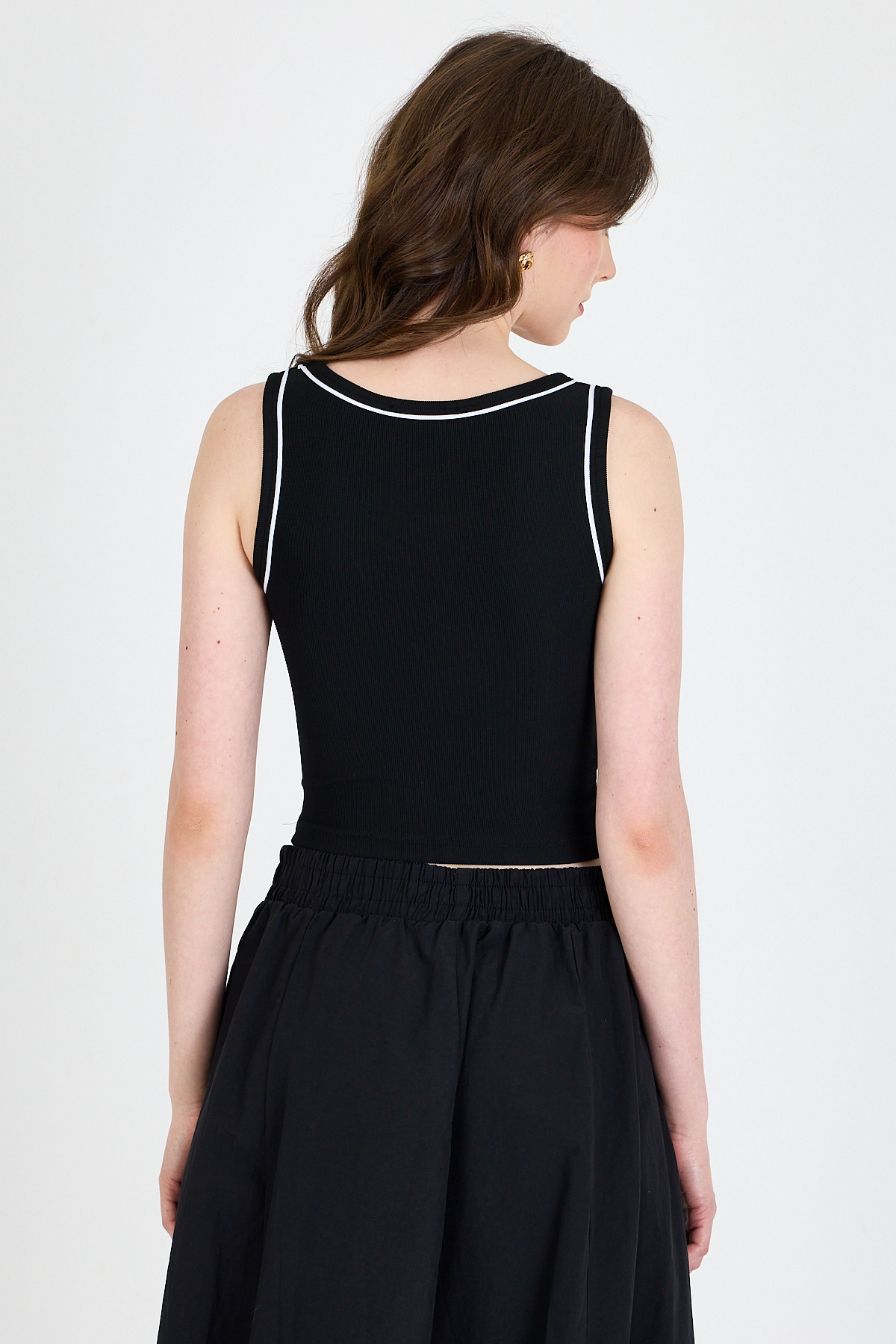 Siyah Şerit Detaylı Örme Crop Atlet 1049 - 5