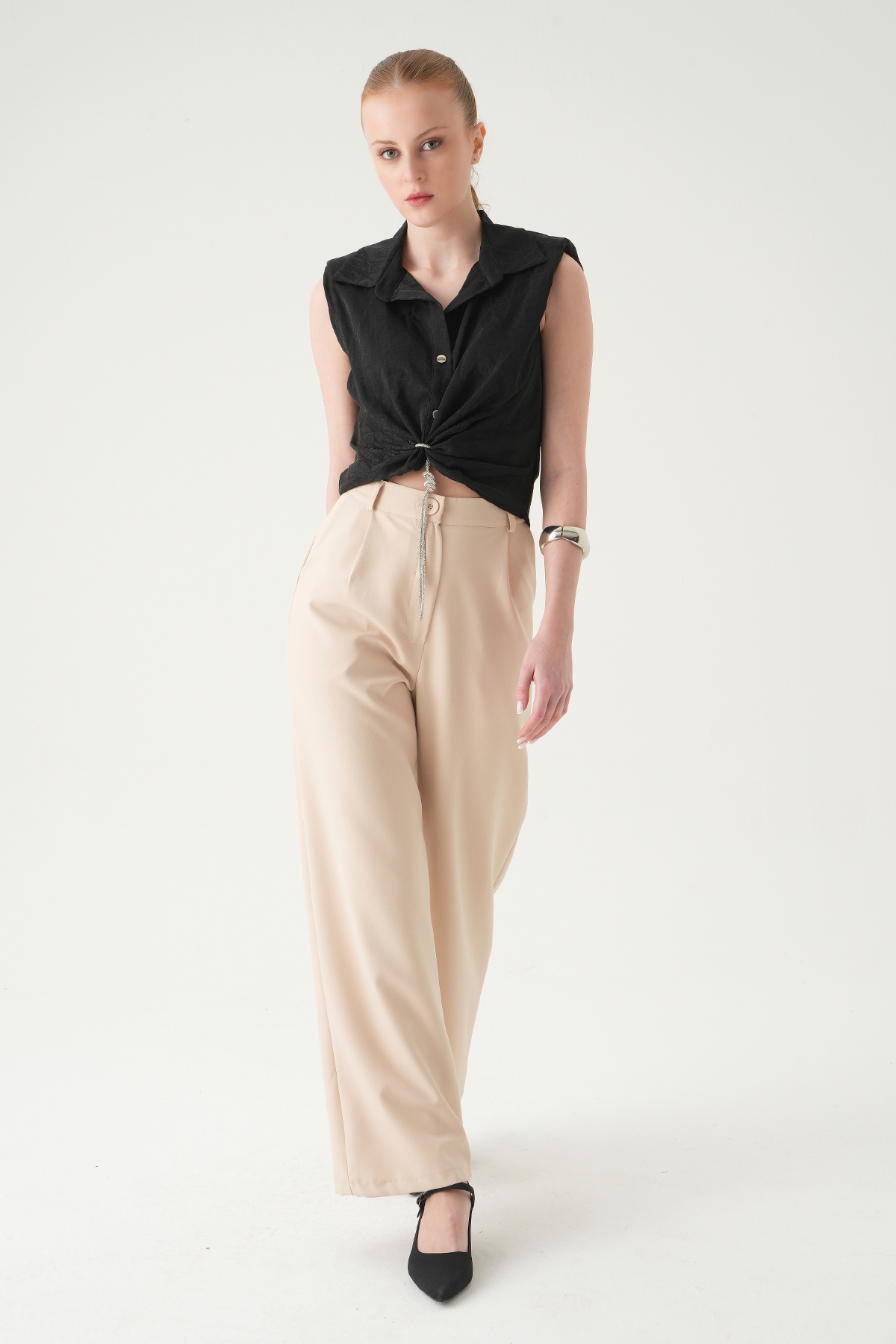 Siyah Sıfır Kol Bağlamalı Gömlek 251166 - RAYS