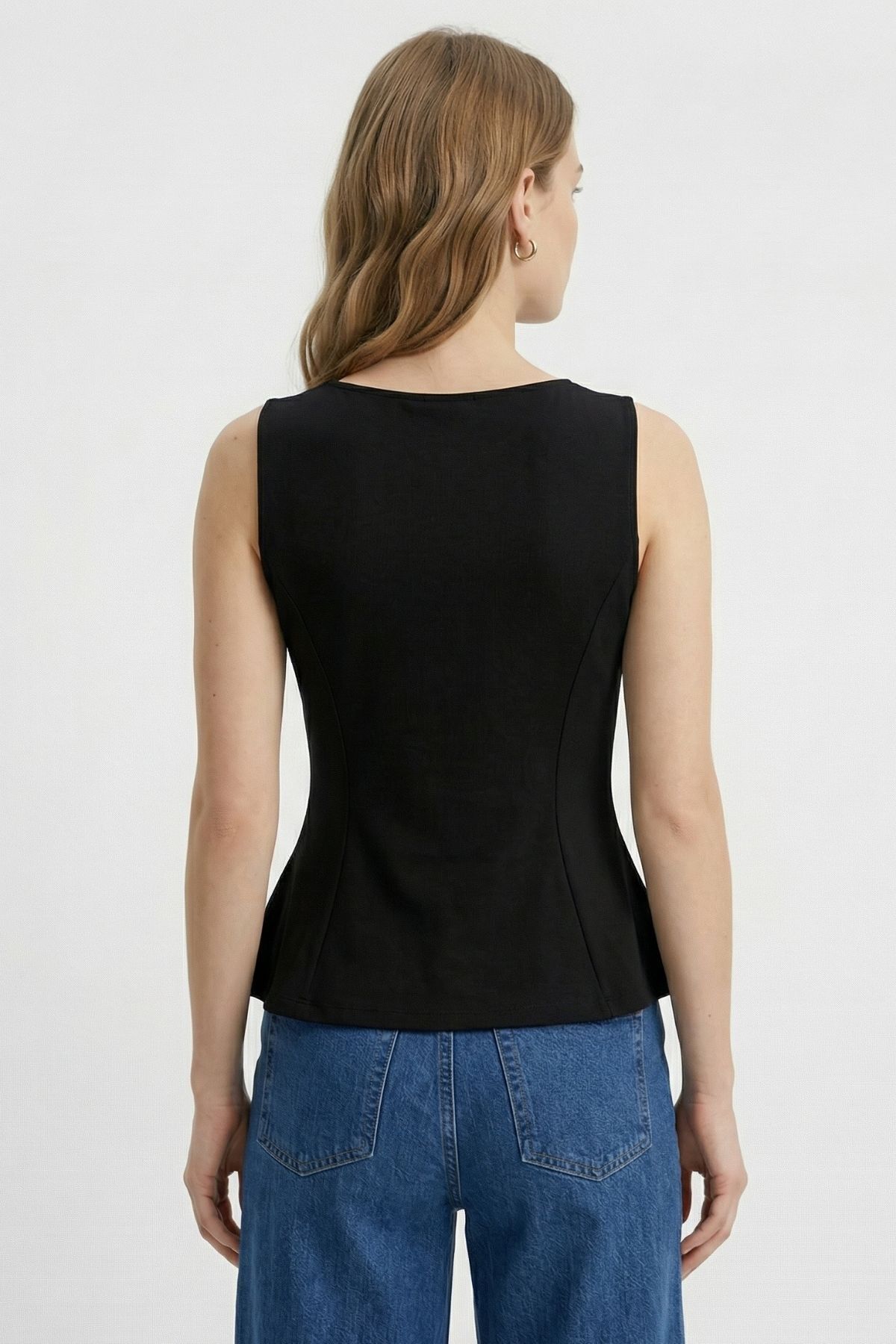 Siyah Sıfır Kol Bisiklet Yaka Bluz 2785 - RAYS