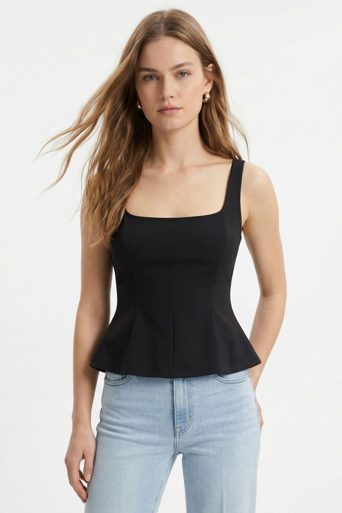 Siyah Sıfır Kol U Yaka Bluz 2786 - RAYS (1)