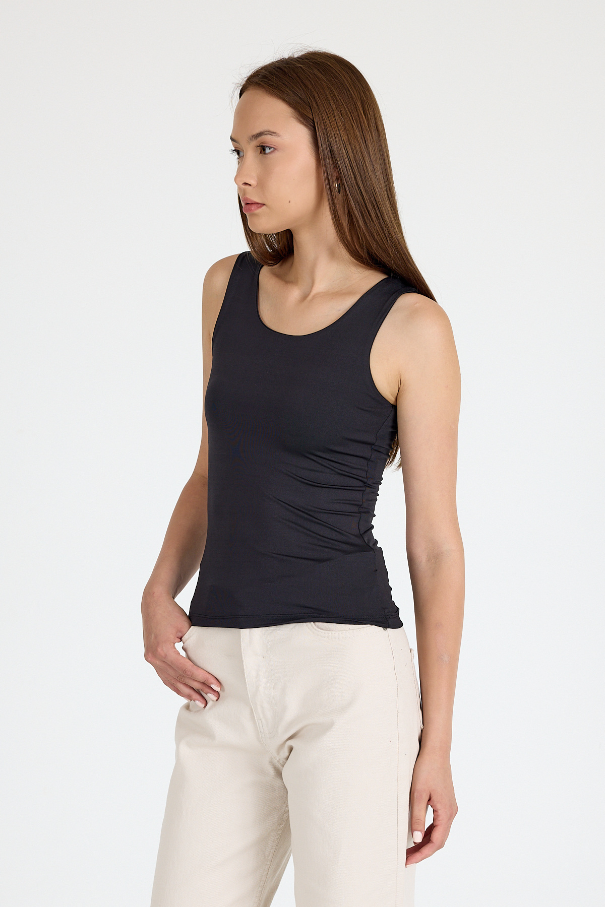 Siyah Slim Fit Kolsuz Basic Atlet 9194M - 6