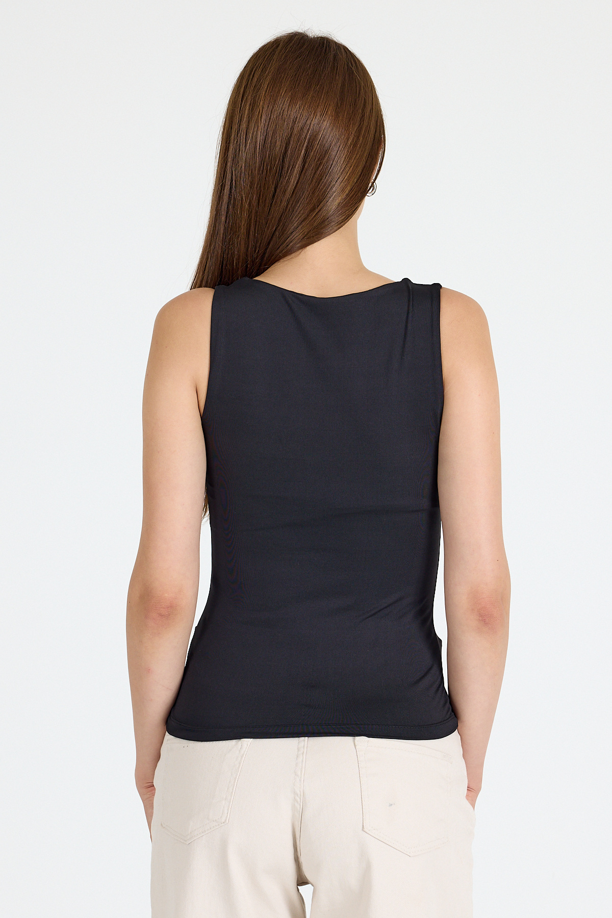 Siyah Slim Fit Kolsuz Basic Atlet 9194M - 5