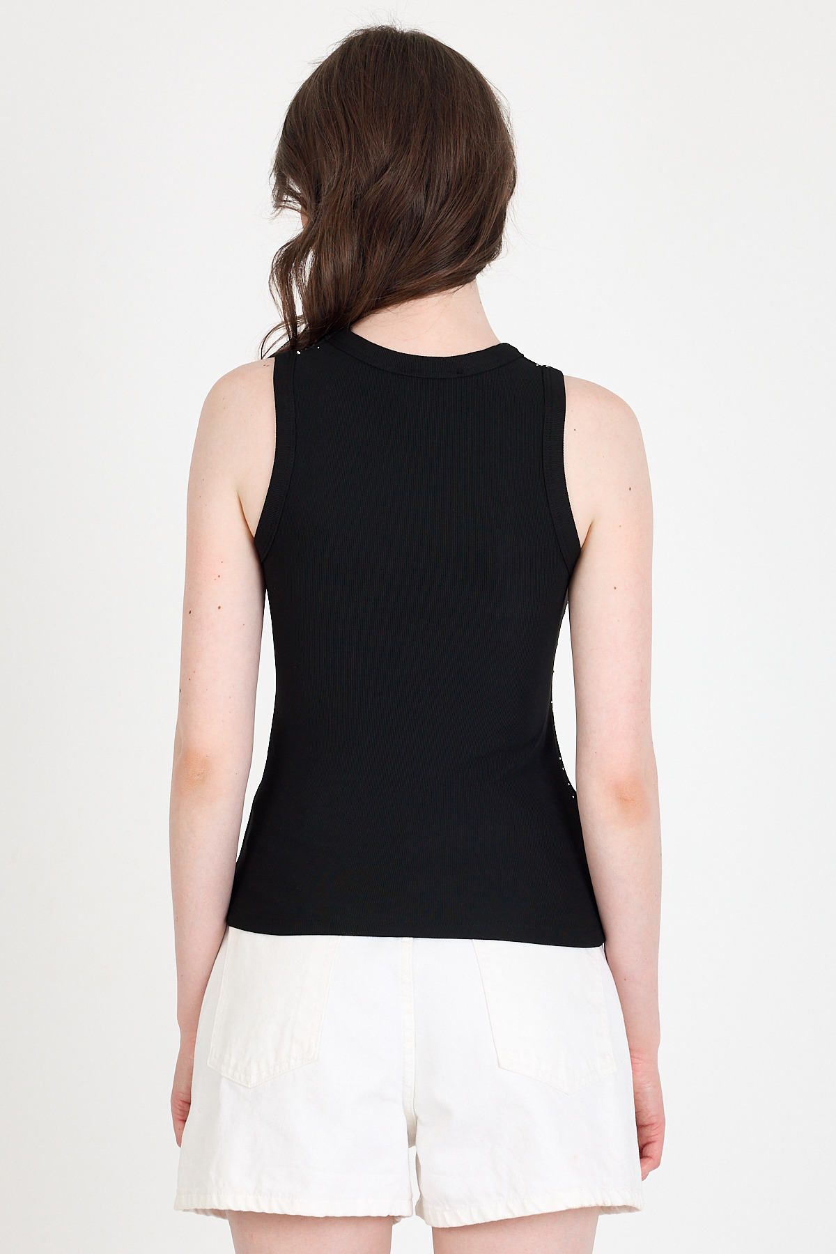 Siyah Taş İşleme Detaylı Halter Yaka Örme Atlet 0349 - 4