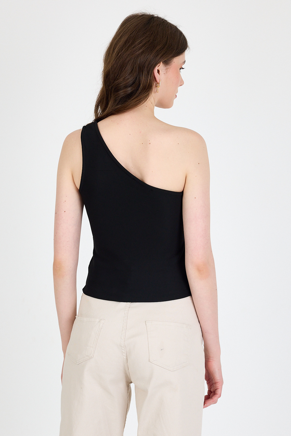 Siyah Toka Detaylı Tek Omuz Bluz 1649 - 5