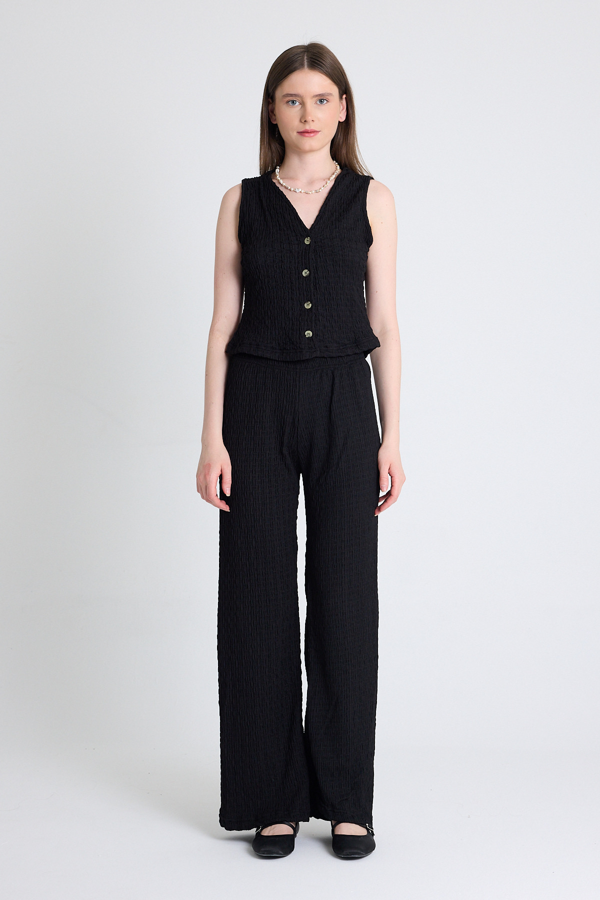 Siyah V Yaka Yelek ve Pantolon Takımı 3000 - RAYS