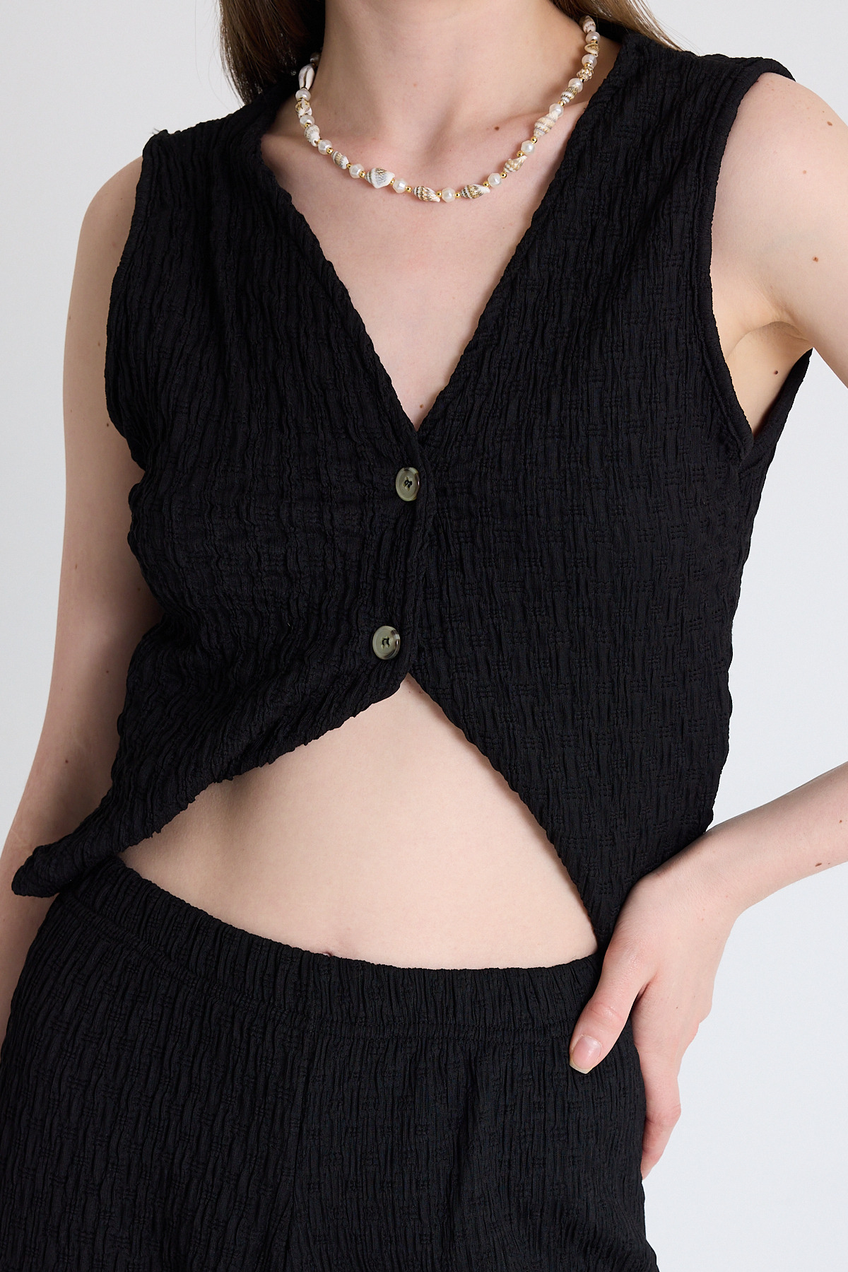 Siyah V Yaka Yelek ve Pantolon Takımı 3000 - RAYS