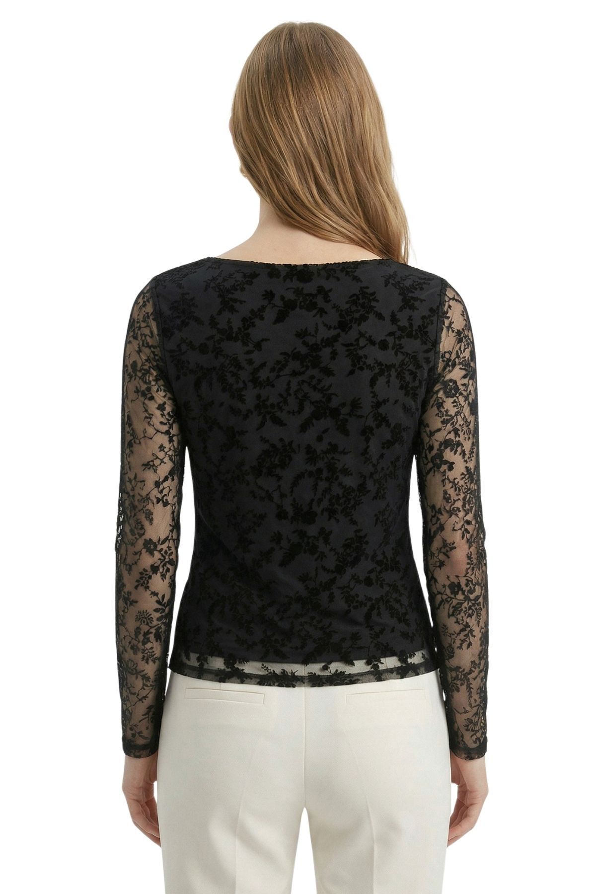 Siyah Yandan Büzgülü Desenli Bluz 8476A - 3