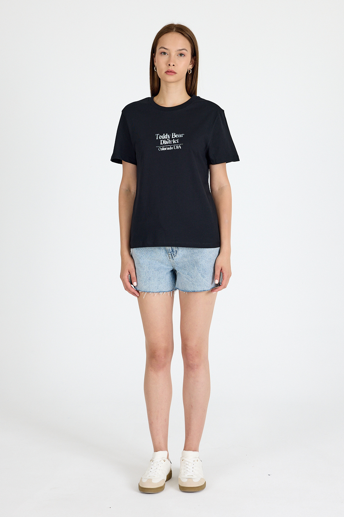 Siyah Yazı Baskılı Oversize Tişört 6462 - 3