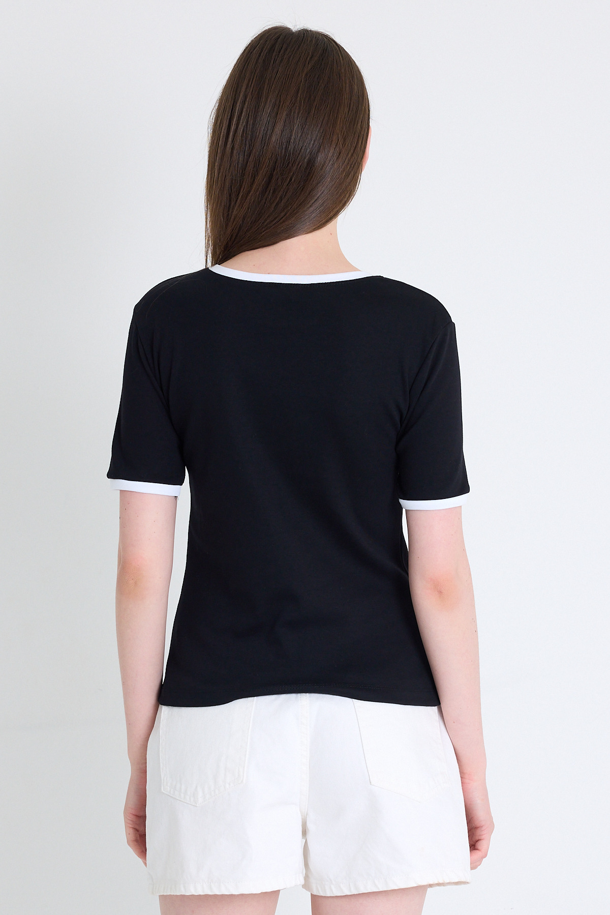 Siyah Yazı Baskılı Relaxed Fit Tişört 5793 - 5