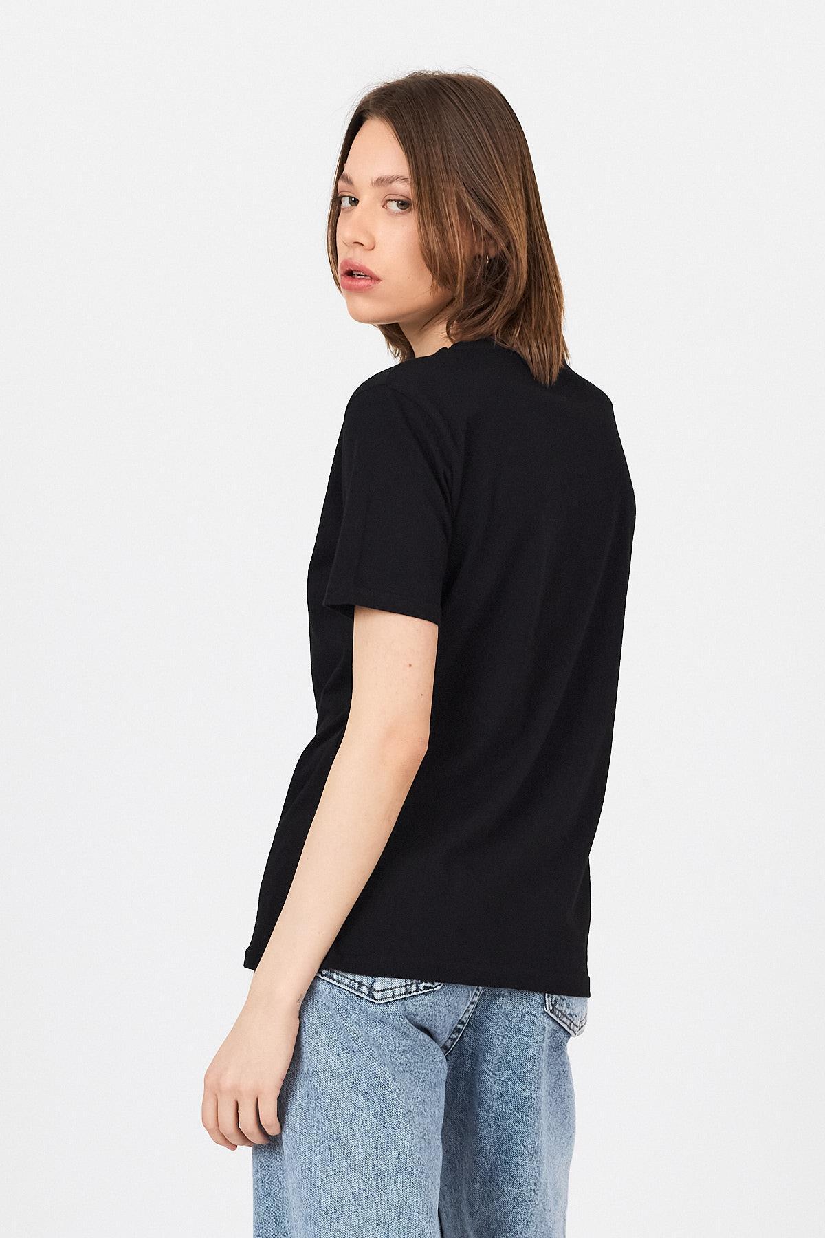 Siyah Yazı Kabartmalı Tişört 25223 - 5