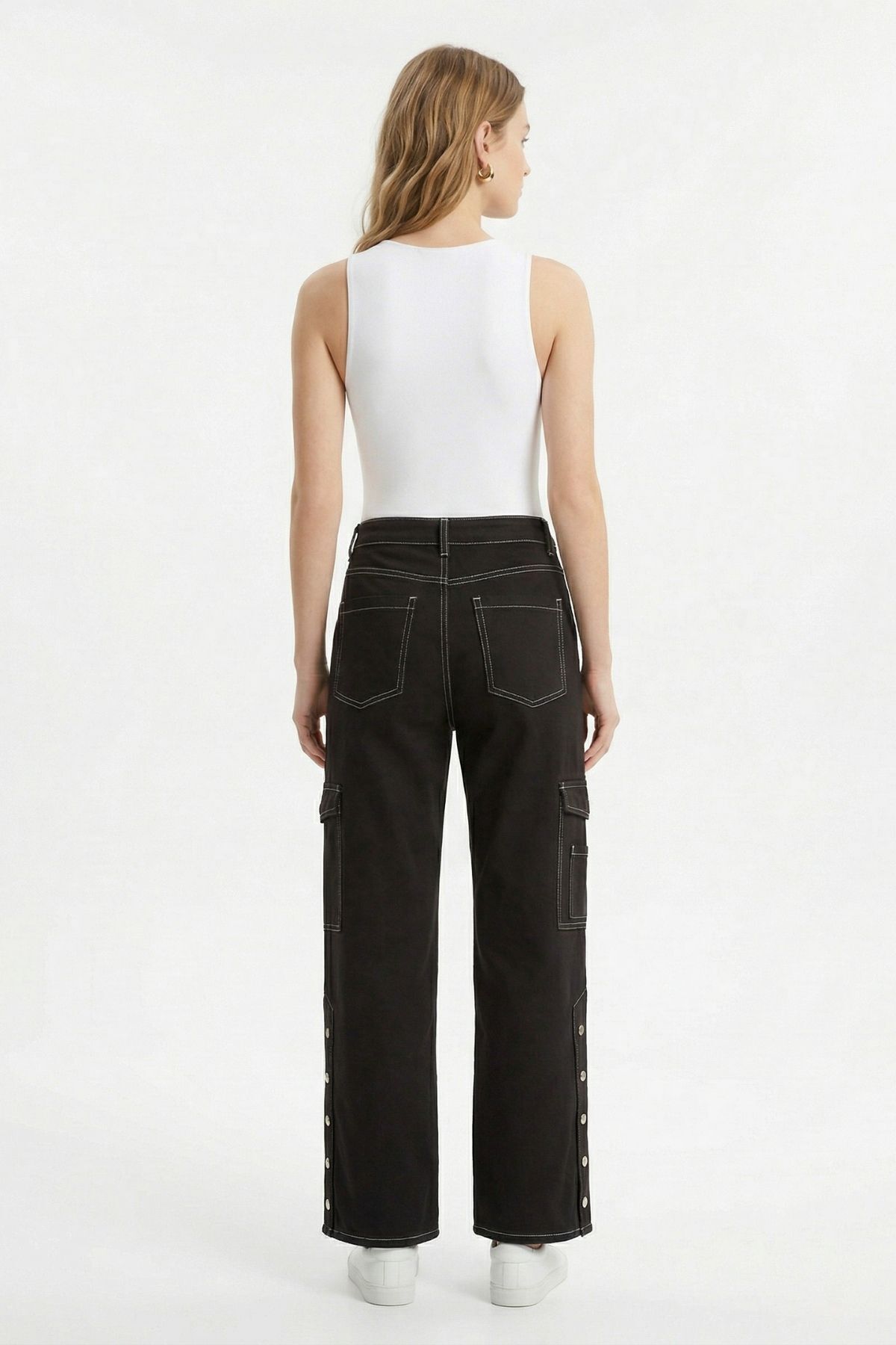 Yüksek Bel Cepli Jean 1059 Siyah - 3