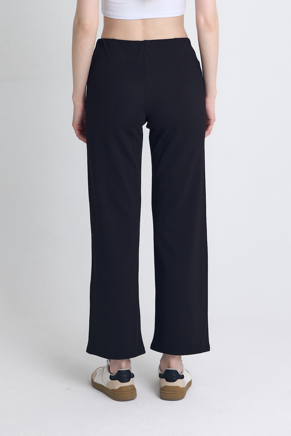 Siyah Yüksek Bel Dikiş Detaylı Tayt Pantolon 1002 - 5