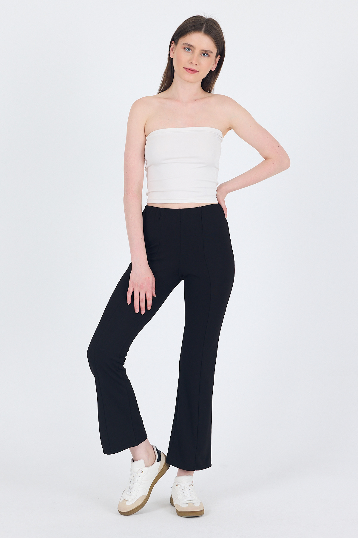 Siyah Yüksek Bel İspanyol Paça Tayt 1001 - 6