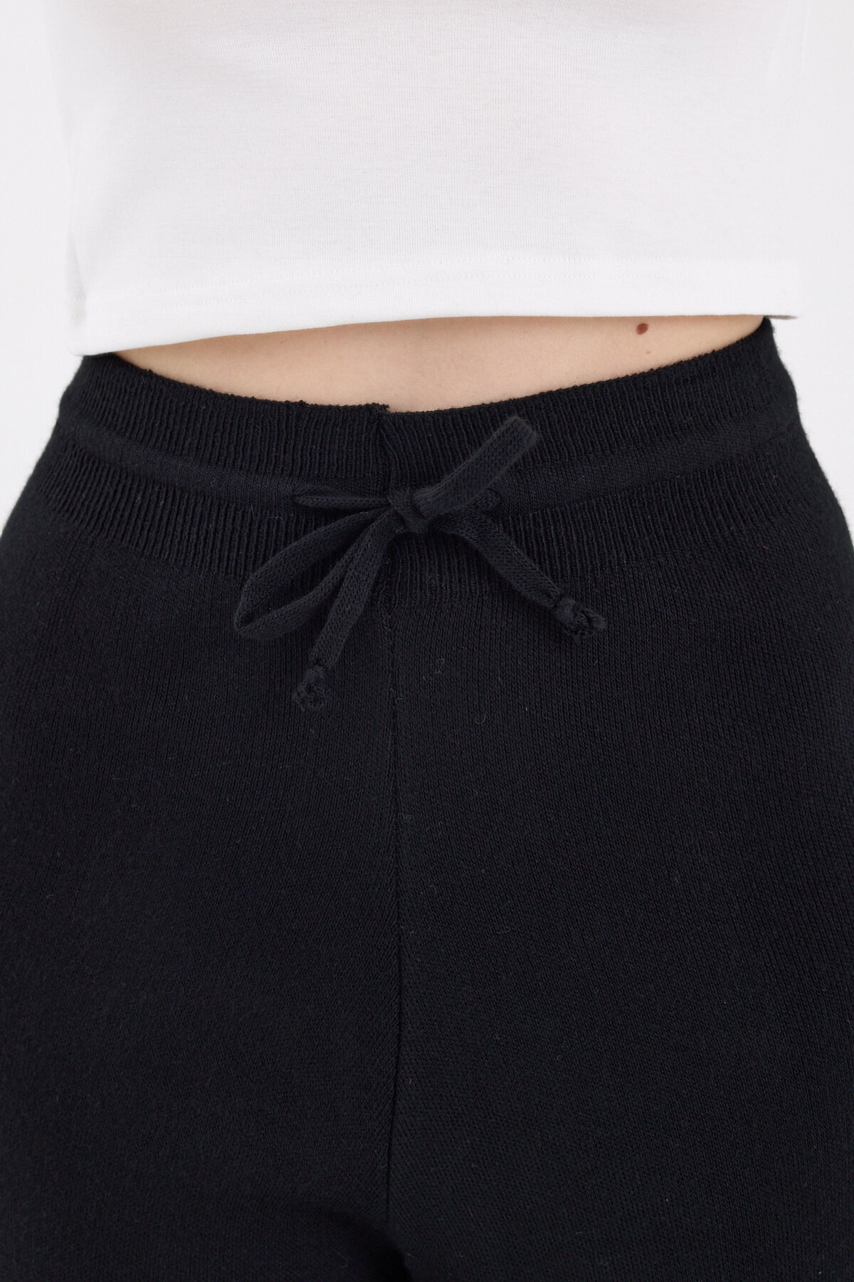 Siyah Yüksek Bel Triko Palazzo Kadın Pantolon 2251 - RAYS