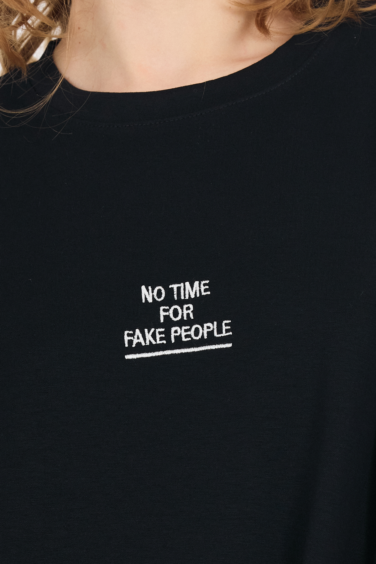 Siyah Yumuşak Dokulu Yazı Baskılı Oversize Tişört 6265 - 4