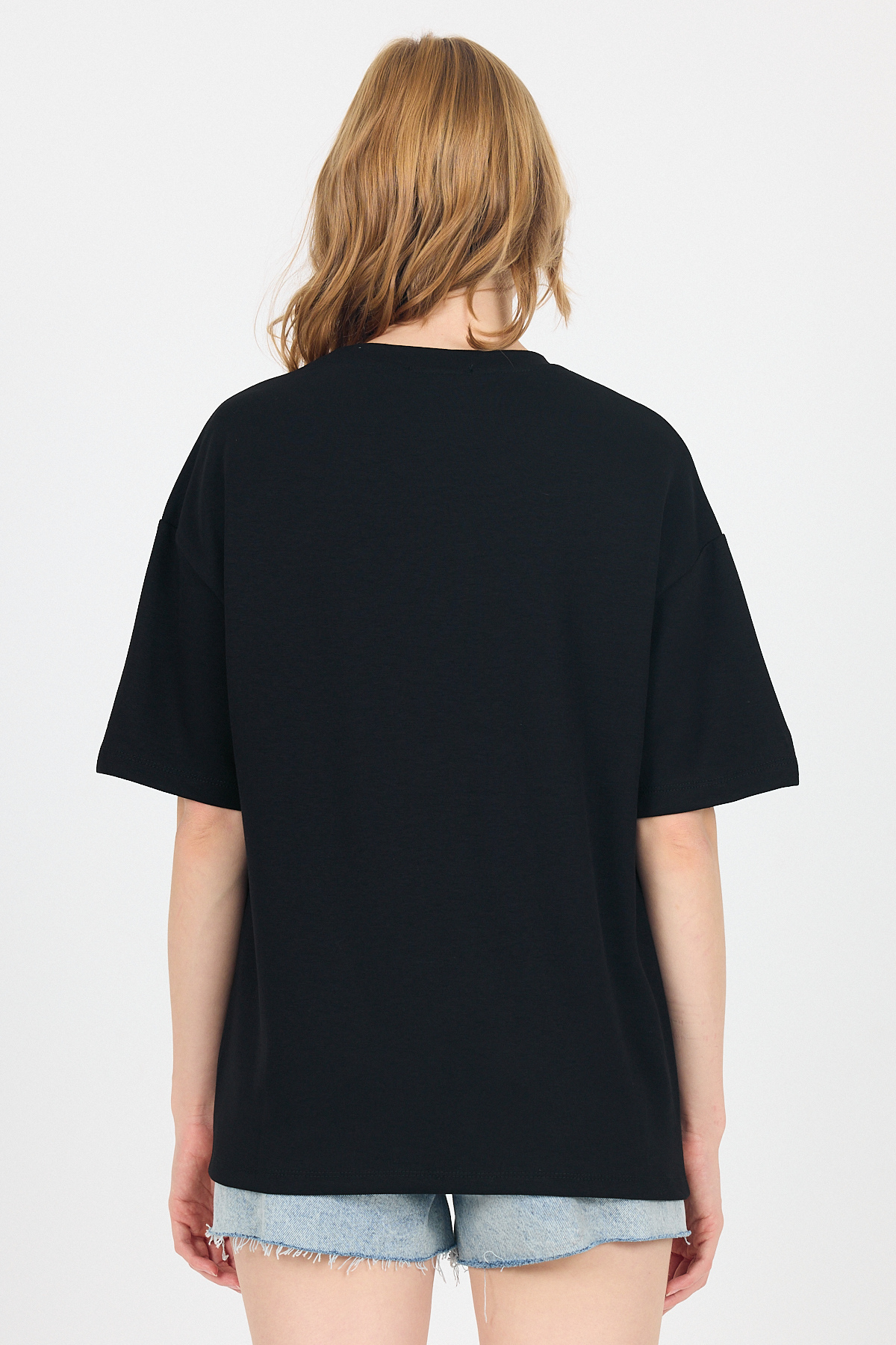 Siyah Yumuşak Dokulu Yazı Baskılı Oversize Tişört 6265 - 5