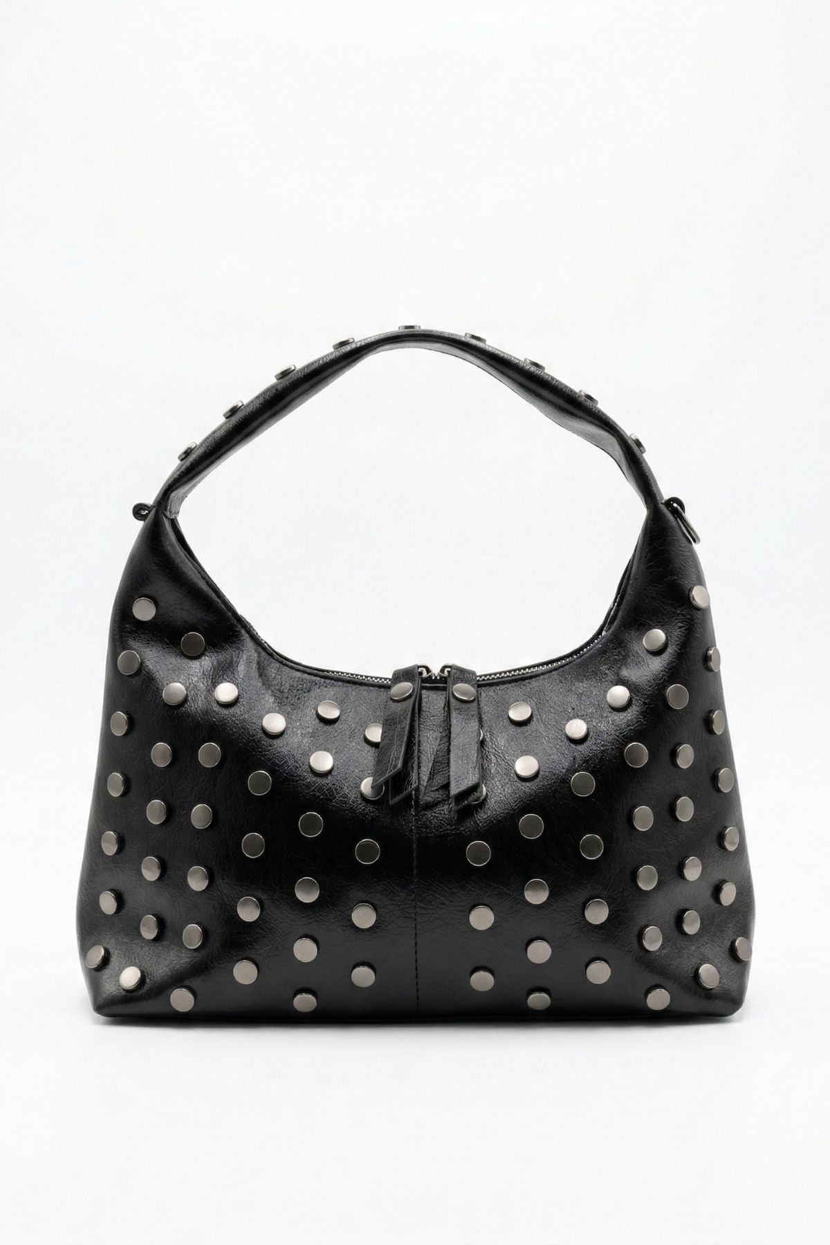 Siyah Zımba Detay Oval Çanta 9232 - 2