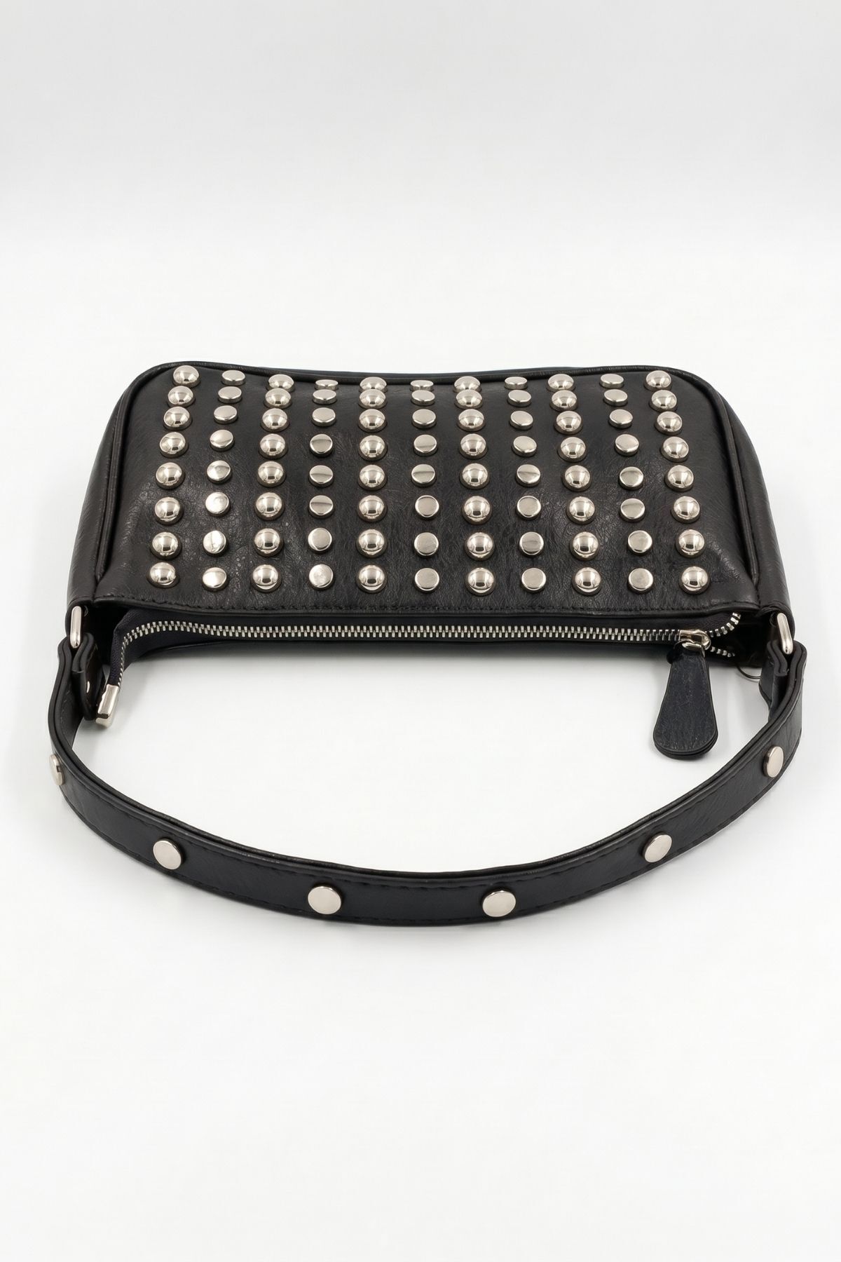 Siyah Zımbalı Oval Çanta 9231 - 2