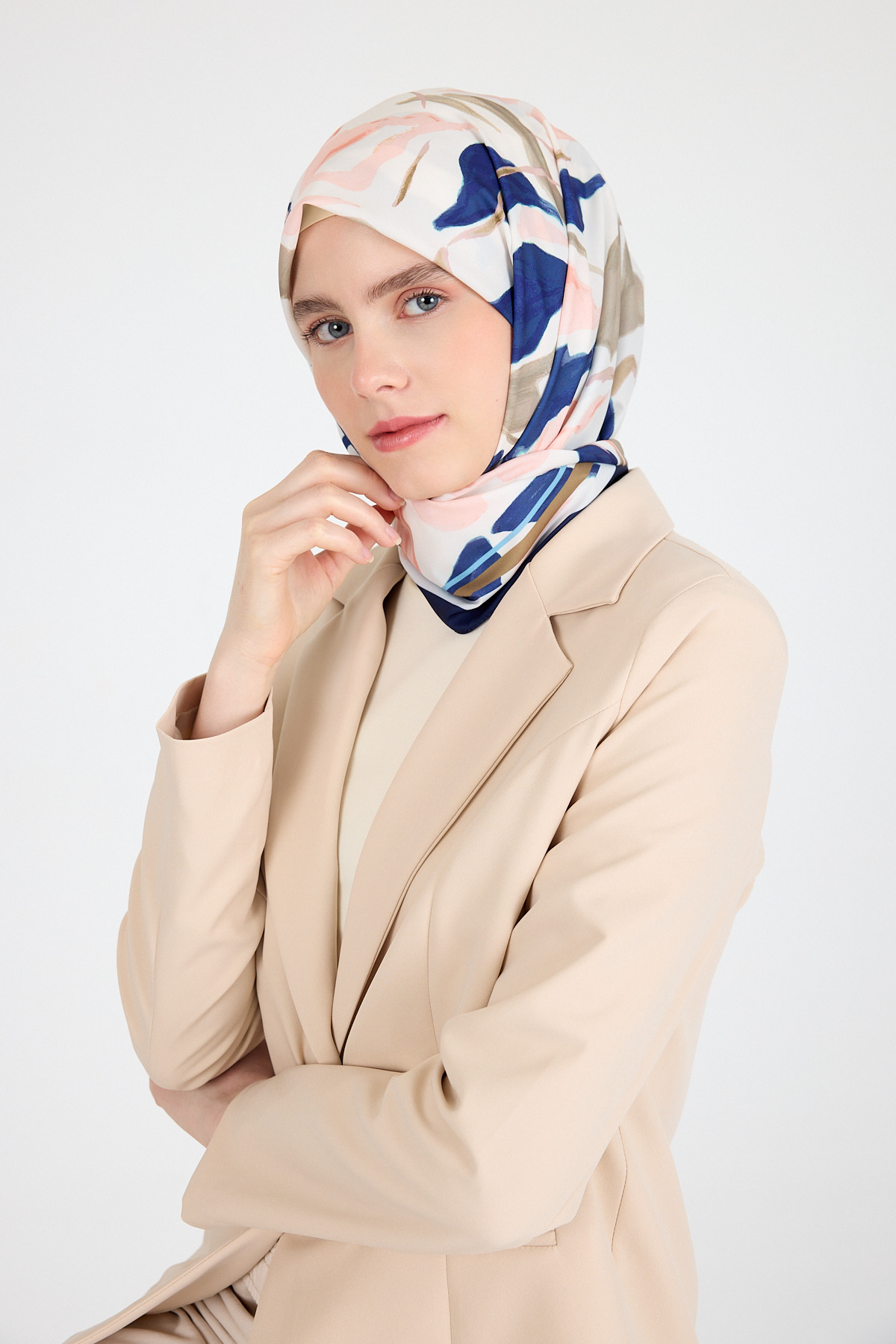 Somon Yaprak Desen Eşarp 3004 - 1