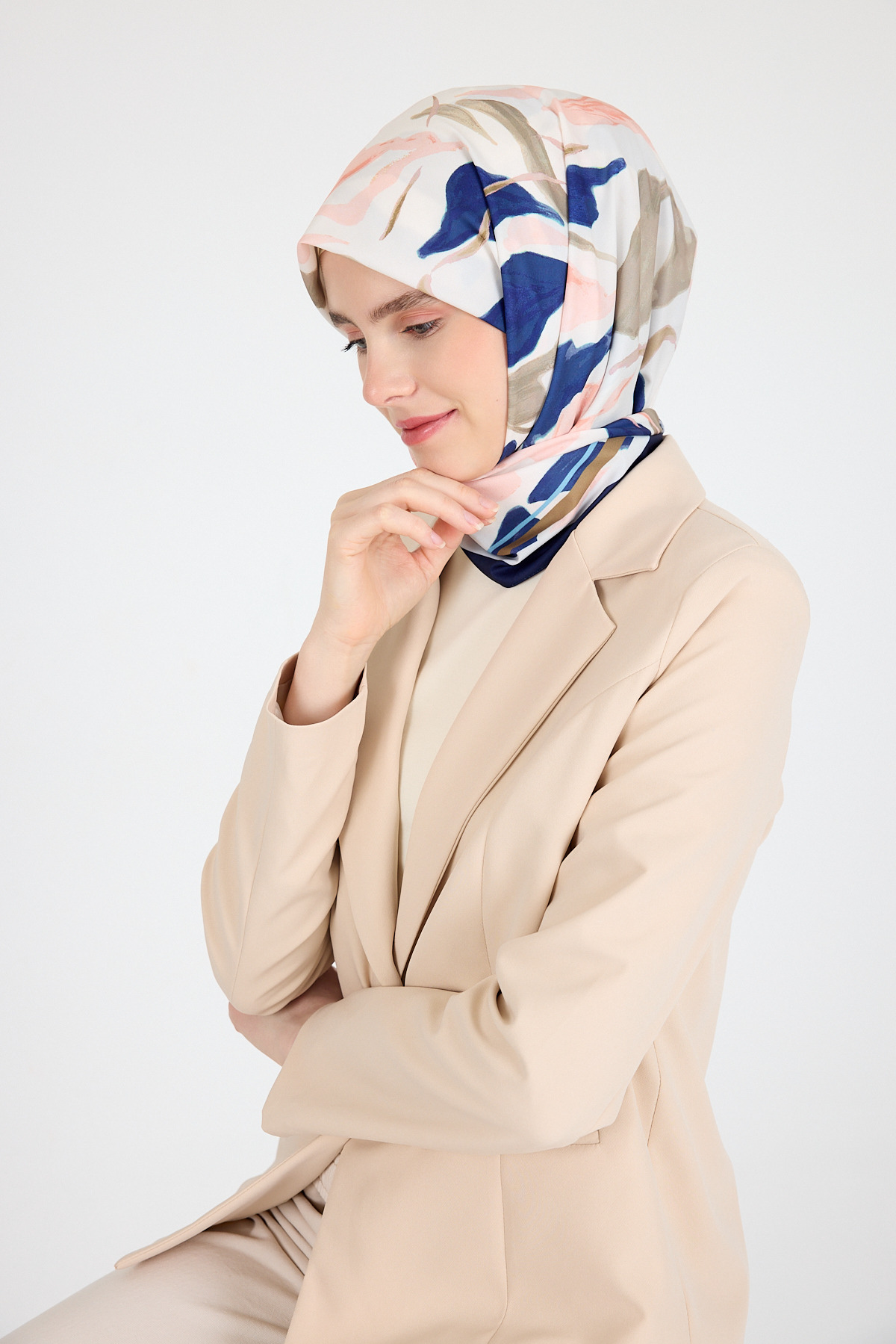 Somon Yaprak Desen Eşarp 3004 - 3