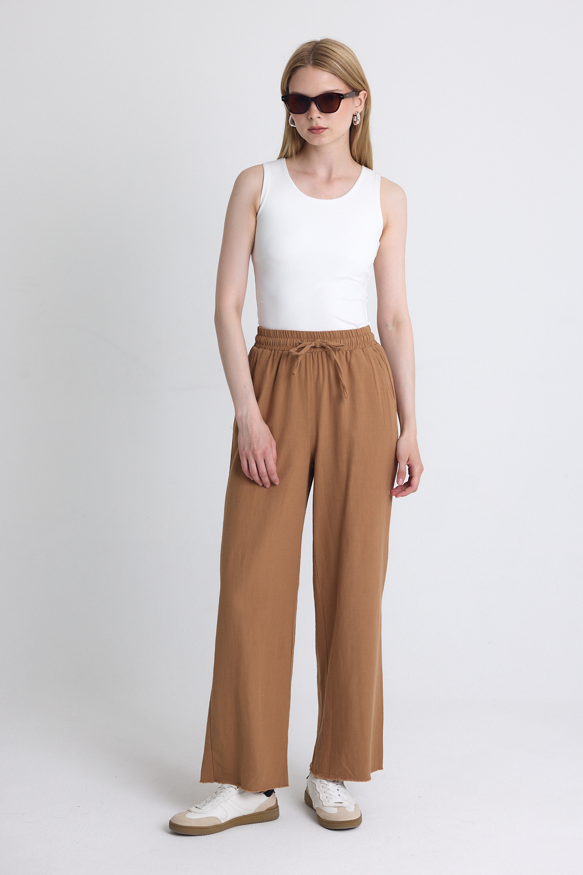 Taba Bel Lastikli Bol Paça Pantolon 4760 - 1