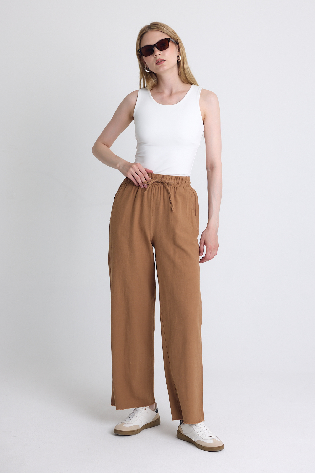 Taba Bel Lastikli Bol Paça Pantolon 4760 - 3