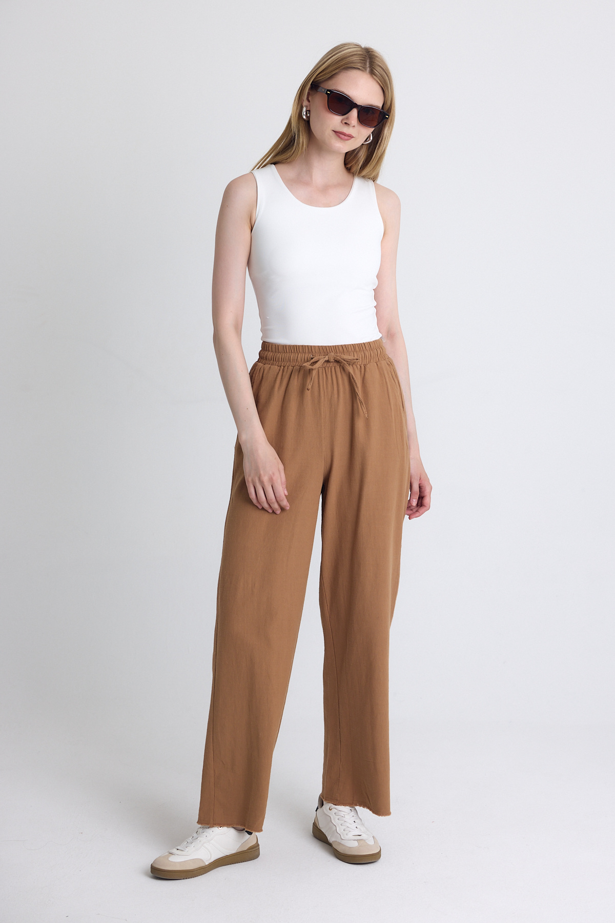 Taba Bel Lastikli Bol Paça Pantolon 4760 - 2