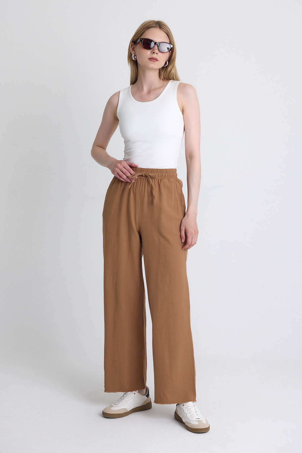 Taba Bel Lastikli Bol Paça Pantolon 4760 - 6