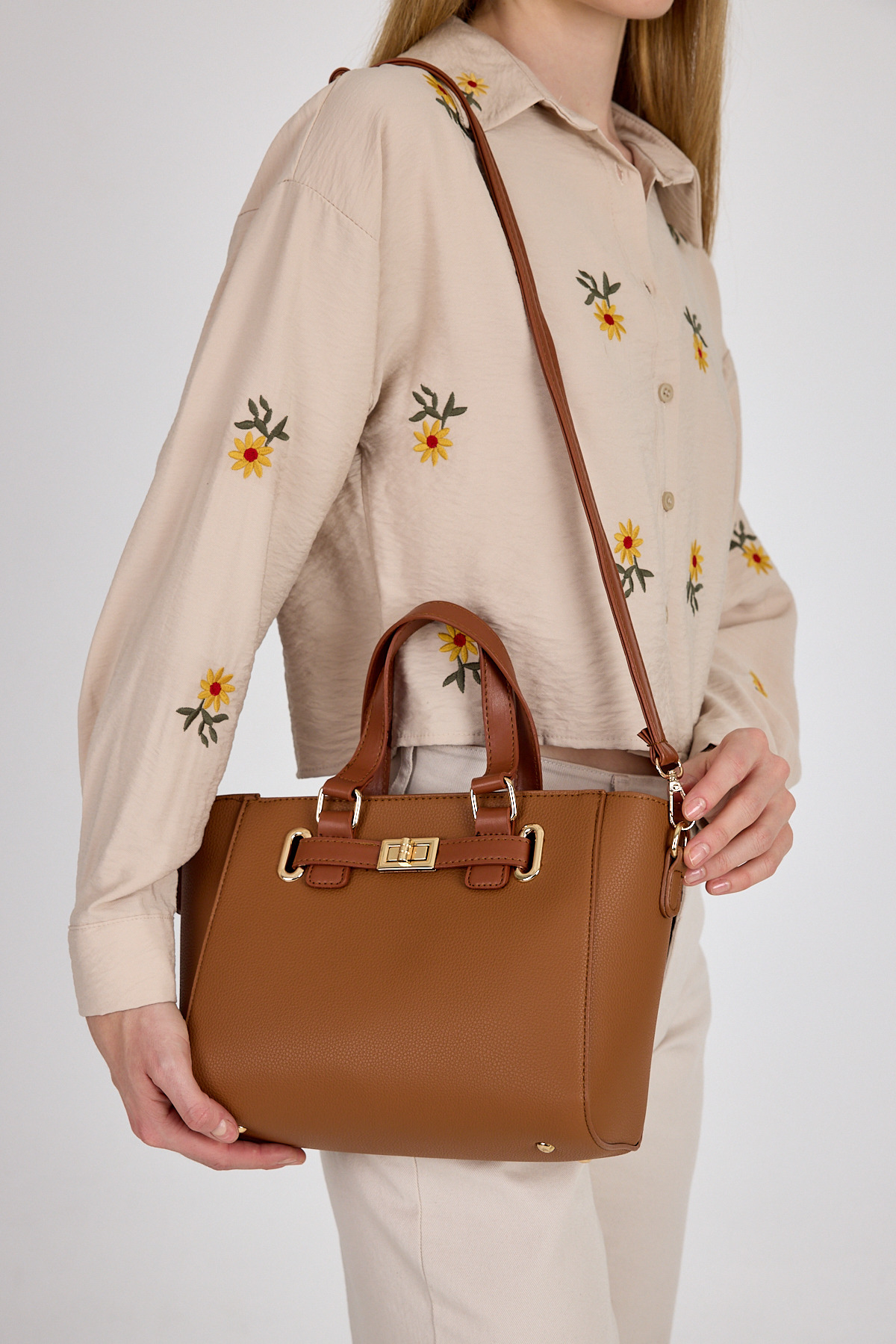 Taba Deri Görünümlü Omuz Çantası 3029 - 2