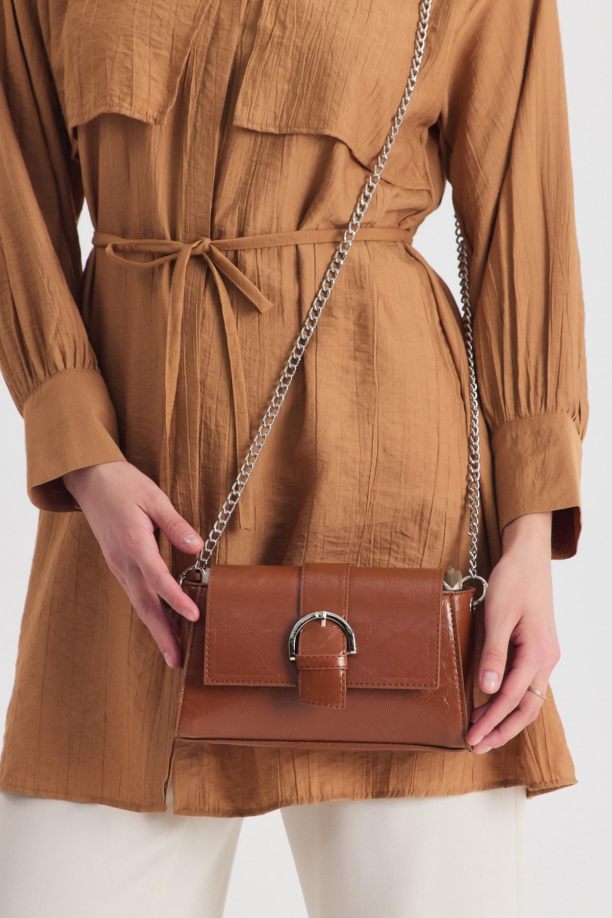 Taba Deri Görünümlüü Omuz Çantası 3023 - 1