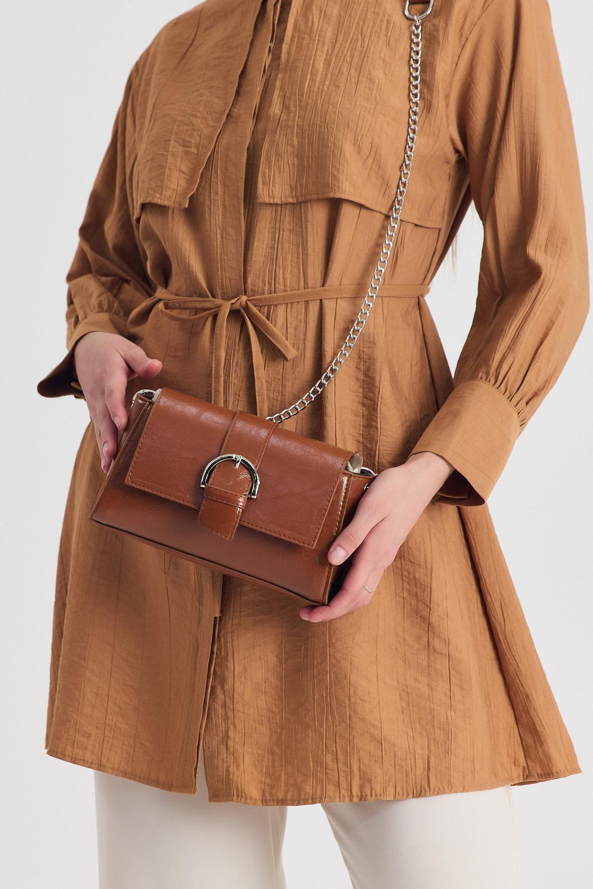 Taba Deri Görünümlüü Omuz Çantası 3023 - 8