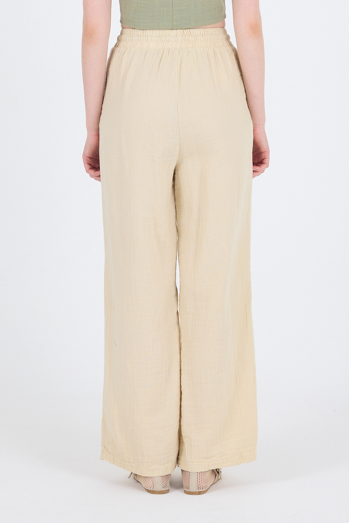 Taş %100 Pamuk Müslin Palazzo/Bol Paça Pantolon 8056A - 6