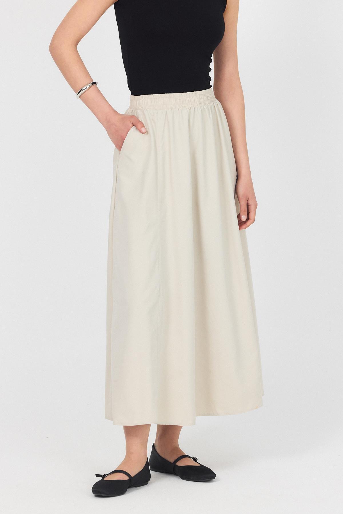 Taş Bel Lastikli Cepli Kloş Etek 4747A - RAYS