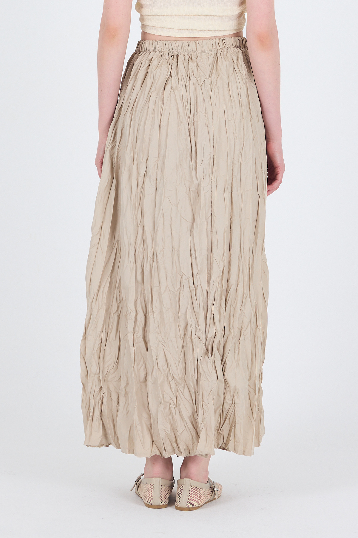 Taş Bel Lastikli Kırışık Kumaş Etek 3483 - 6