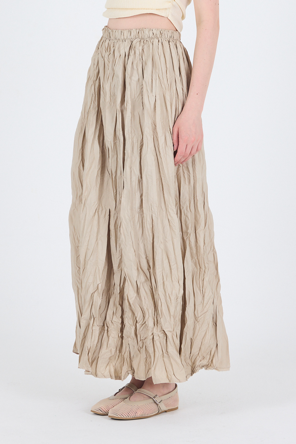 Taş Bel Lastikli Kırışık Kumaş Etek 3483 - 5