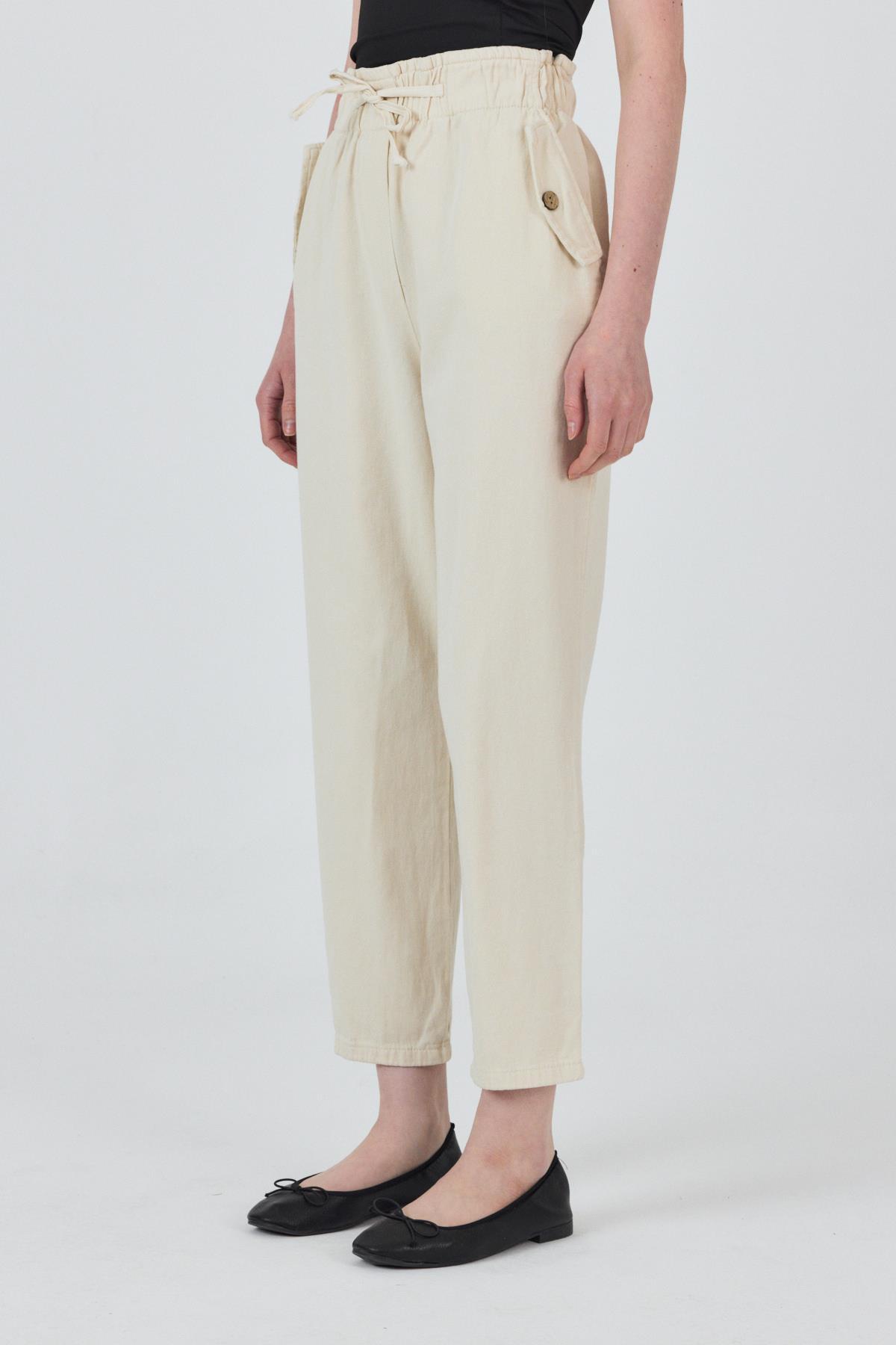 Taş Cep Düğme Detaylı Bel Lastikli Pantolon 006 - 7