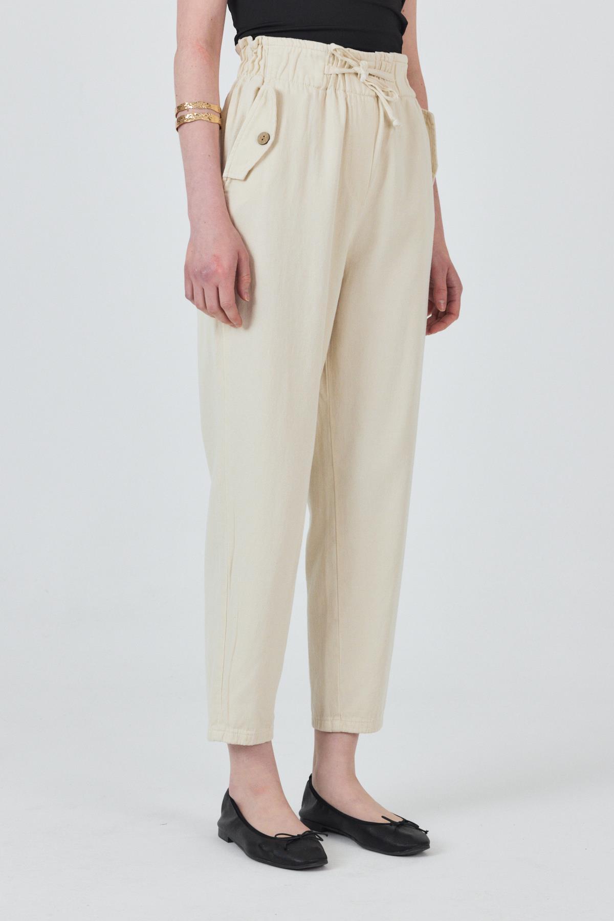 Taş Cep Düğme Detaylı Bel Lastikli Pantolon 006 - 6